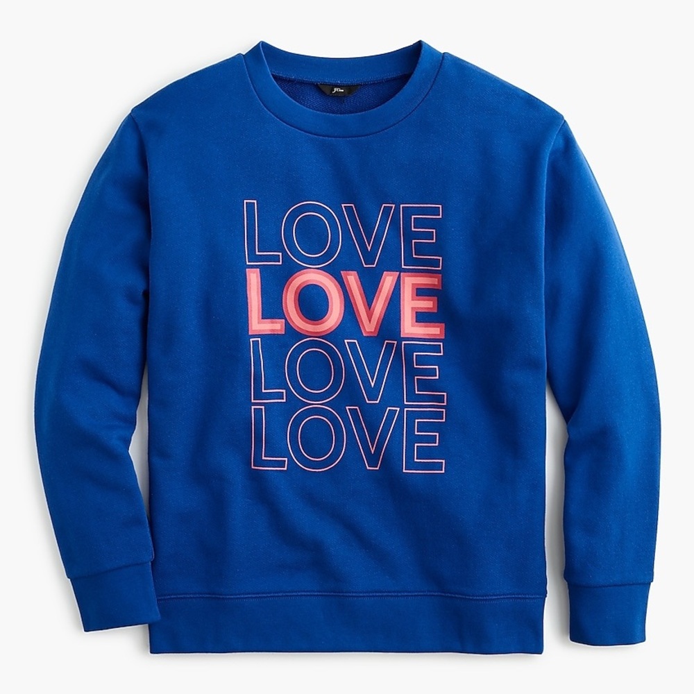 J. CREW • blue “LOVE” graphic sweatshirt 💙💕💙